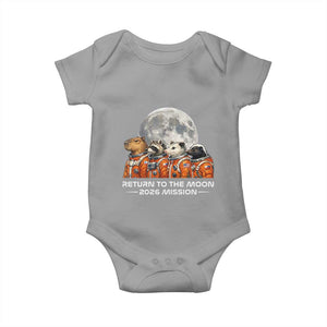 2026 Mission Lunar Orbit Animal Crew Baby Onesie Funny Capybara Raccoon Opossum Skunk Astronauts TS02 Sport Gray Print Your Wear