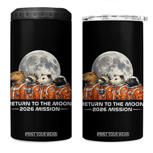 2026 Mission Lunar Orbit Animal Crew 4 in 1 Can Cooler Tumbler Funny Capybara Raccoon Opossum Skunk Astronauts TS02 One Size: 16 oz Black Print Your Wear