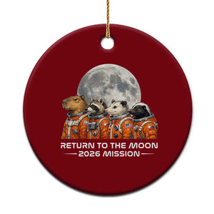 2026 Mission Lunar Orbit Animal Crew Ceramic Ornament Funny Capybara Raccoon Opossum Skunk Astronauts TS02 1pc Red Print Your Wear