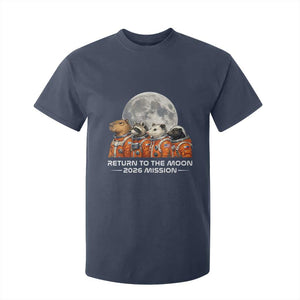 2026 Mission Lunar Orbit Animal Crew T Shirt For Kid Funny Capybara Raccoon Opossum Skunk Astronauts TS02 Navy Print Your Wear