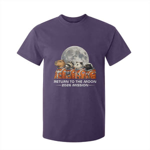 2026 Mission Lunar Orbit Animal Crew T Shirt For Kid Funny Capybara Raccoon Opossum Skunk Astronauts TS02 Purple Print Your Wear