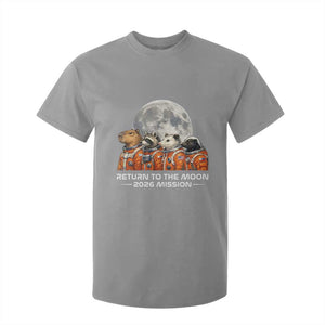 2026 Mission Lunar Orbit Animal Crew T Shirt For Kid Funny Capybara Raccoon Opossum Skunk Astronauts TS02 Sport Gray Print Your Wear
