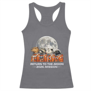 2026 Mission Lunar Orbit Animal Crew Racerback Tank Top Funny Capybara Raccoon Opossum Skunk Astronauts TS02 Charcoal Print Your Wear
