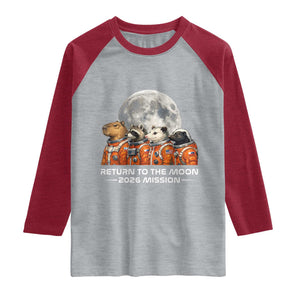 2026 Mission Lunar Orbit Animal Crew Raglan Shirt Funny Capybara Raccoon Opossum Skunk Astronauts TS02 Heather Gray Heather Red Print Your Wear