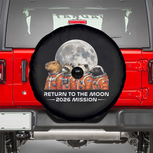 2026 Mission Lunar Orbit Animal Crew Spare Tire Cover Funny Capybara Raccoon Opossum Skunk Astronauts TS02 Black Print Your Wear