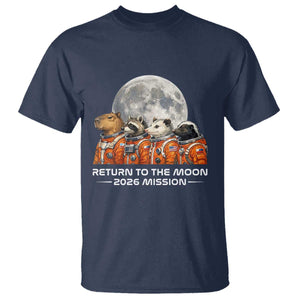 2026 Mission Lunar Orbit Animal Crew T Shirt Funny Capybara Raccoon Opossum Skunk Astronauts TS02 Navy Print Your Wear
