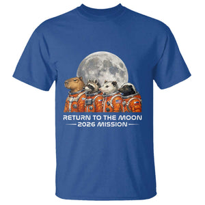 2026 Mission Lunar Orbit Animal Crew T Shirt Funny Capybara Raccoon Opossum Skunk Astronauts TS02 Royal Blue Print Your Wear