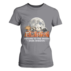 2026 Mission Lunar Orbit Animal Crew T Shirt For Women Funny Capybara Raccoon Opossum Skunk Astronauts TS02 Charcoal Print Your Wear