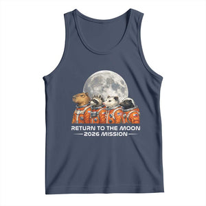 2026 Mission Lunar Orbit Animal Crew Tank Top Funny Capybara Raccoon Opossum Skunk Astronauts TS02 Navy Print Your Wear