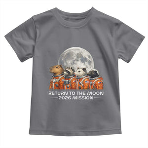 2026 Mission Lunar Orbit Animal Crew Toddler T Shirt Funny Capybara Raccoon Opossum Skunk Astronauts TS02 Charcoal Print Your Wear
