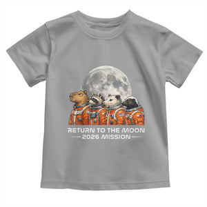 2026 Mission Lunar Orbit Animal Crew Toddler T Shirt Funny Capybara Raccoon Opossum Skunk Astronauts TS02 Sport Gray Print Your Wear