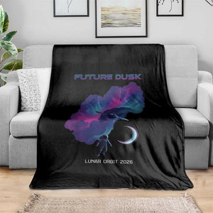 Future Dusk Lunar Orbit 2026 Throw Blanket Cosmic Nebula Astronaut n Satellite Space Exploration TS02 Print Your Wear