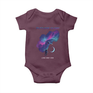 Future Dusk Lunar Orbit 2026 Baby Onesie Cosmic Nebula Astronaut n Satellite Space Exploration TS02 Maroon Print Your Wear