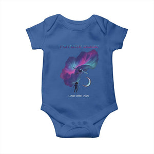 Future Dusk Lunar Orbit 2026 Baby Onesie Cosmic Nebula Astronaut n Satellite Space Exploration TS02 Royal Blue Print Your Wear