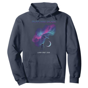 Future Dusk Lunar Orbit 2026 Hoodie Cosmic Nebula Astronaut n Satellite Space Exploration TS02 Navy Print Your Wear