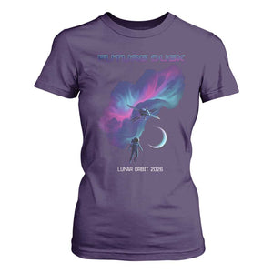 Future Dusk Lunar Orbit 2026 T Shirt For Women Cosmic Nebula Astronaut n Satellite Space Exploration TS02 Purple Print Your Wear