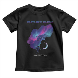 Future Dusk Lunar Orbit 2026 Toddler T Shirt Cosmic Nebula Astronaut n Satellite Space Exploration TS02 Black Print Your Wear