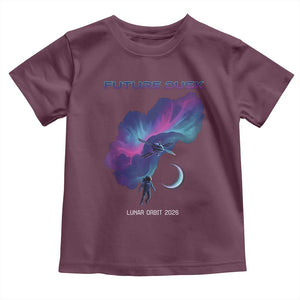 Future Dusk Lunar Orbit 2026 Toddler T Shirt Cosmic Nebula Astronaut n Satellite Space Exploration TS02 Maroon Print Your Wear