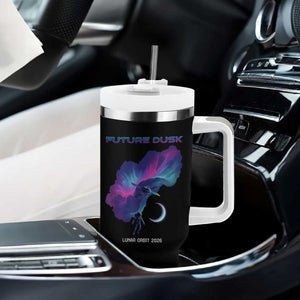 Future Dusk Lunar Orbit 2026 Tumbler With Handle Cosmic Nebula Astronaut n Satellite Space Exploration TS02 Print Your Wear