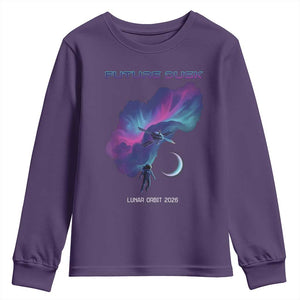 Future Dusk Lunar Orbit 2026 Youth Sweatshirt Cosmic Nebula Astronaut n Satellite Space Exploration TS02 Purple Print Your Wear