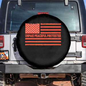 Unpaid Peaceful Protester Orange Distressed American Flag Spare Tire Cover Satirical Political Graphic TS02 No hole Black Print Your Wear