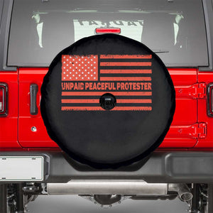 Unpaid Peaceful Protester Orange Distressed American Flag Spare Tire Cover Satirical Political Graphic TS02 Black Print Your Wear