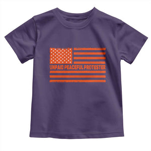 Unpaid Peaceful Protester Orange Distressed American Flag Toddler T Shirt Satirical Political Graphic TS02 Purple Print Your Wear