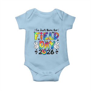 I'm Just Here for Field Day 2026 Baby Onesie Groovy School Retro Tie Dye Effect Printing TS02 Light Blue Print Your Wear