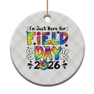 I'm Just Here for Field Day 2026 Ceramic Ornament Groovy School Retro Tie Dye Effect Printing TS02 1pc Christmas Plaid Print Your Wear