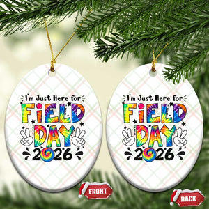 I'm Just Here for Field Day 2026 Ceramic Ornament Groovy School Retro Tie Dye Effect Printing TS02 Print Your Wear