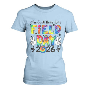 I'm Just Here for Field Day 2026 T Shirt For Women Groovy School Retro Tie Dye Effect Printing TS02 Light Blue Print Your Wear