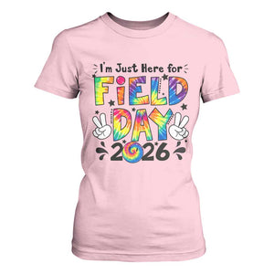 I'm Just Here for Field Day 2026 T Shirt For Women Groovy School Retro Tie Dye Effect Printing TS02 Light Pink Print Your Wear