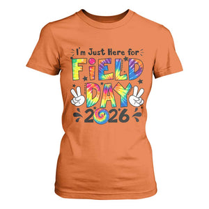 I'm Just Here for Field Day 2026 T Shirt For Women Groovy School Retro Tie Dye Effect Printing TS02 Orange Print Your Wear