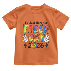 I'm Just Here for Field Day 2026 Toddler T Shirt Groovy School Retro Tie Dye Effect Printing TS02 Orange Print Your Wear