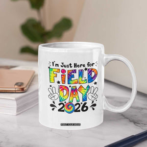 I'm Just Here for Field Day 2026 Coffee Mug Groovy School Retro Tie Dye Effect Printing TS02 Print Your Wear