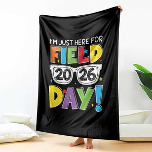 I'm Just Here for Field Day 2026 Throw Blanket School Colorful Sunglasses Graphic TS02 Print Your Wear