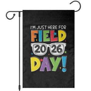 I'm Just Here for Field Day 2026 Garden Flag School Colorful Sunglasses Graphic TS02 Black Print Your Wear