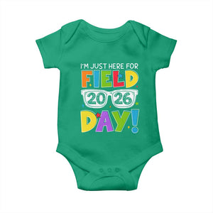 I'm Just Here for Field Day 2026 Baby Onesie School Colorful Sunglasses Graphic TS02 Irish Green Print Your Wear