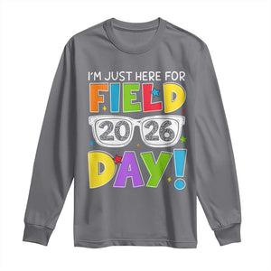 I'm Just Here for Field Day 2026 Long Sleeve Shirt School Colorful Sunglasses Graphic TS02 Charcoal Print Your Wear