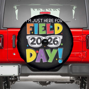 I'm Just Here for Field Day 2026 Spare Tire Cover School Colorful Sunglasses Graphic TS02 Black Print Your Wear