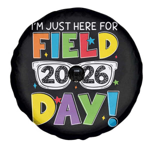 I'm Just Here for Field Day 2026 Spare Tire Cover School Colorful Sunglasses Graphic TS02 Print Your Wear