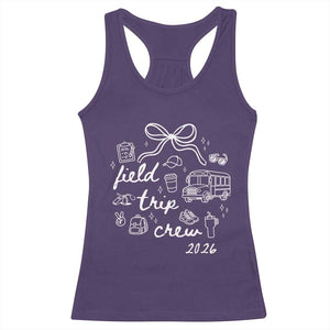 Field Trip Crew 2026 Coquette Bow Racerback Tank Top Hand Drawn Doodle Graphic Teacher Chaperone TS02 Purple Print Your Wear