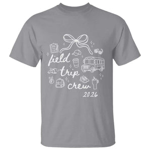 Field Trip Crew 2026 Coquette Bow T Shirt Hand Drawn Doodle Graphic Teacher Chaperone TS02 Sport Gray Print Your Wear