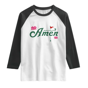 Golf Lover Amen Azalea Graphic Raglan Shirt Augusta Georgia Traditions Golfing Fan TS02 White Black Print Your Wear