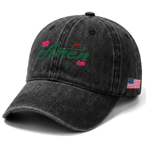 Golf Lover Amen Azalea Graphic Washed Cotton Baseball Cap Augusta Georgia Traditions Golfing Fan TS02 Print Your Wear