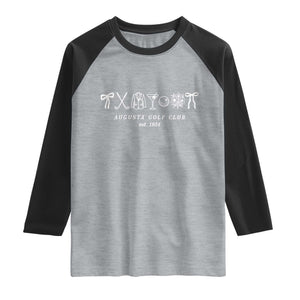 Augusta Golf Club Est 1934 Preppy Coquette Bows Raglan Shirt Southern Golfing Girl Aesthetic Lifestyle TS02 Heather Gray Black Print Your Wear