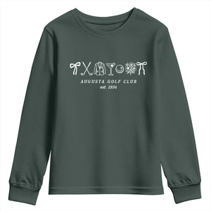 Augusta Golf Club Est 1934 Preppy Coquette Bows Youth Sweatshirt Southern Golfing Girl Aesthetic Lifestyle TS02 Dark Forest Green Print Your Wear