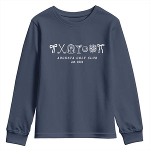 Augusta Golf Club Est 1934 Preppy Coquette Bows Youth Sweatshirt Southern Golfing Girl Aesthetic Lifestyle TS02 Navy Print Your Wear