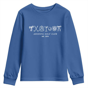 Augusta Golf Club Est 1934 Preppy Coquette Bows Youth Sweatshirt Southern Golfing Girl Aesthetic Lifestyle TS02 Royal Blue Print Your Wear