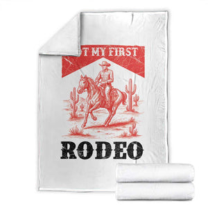 Not My First Rodeo Vintage Cowboy Graphic Throw Blanket Retro Western Desert Scene with Horse and Cactus TS02 White Print Your Wear